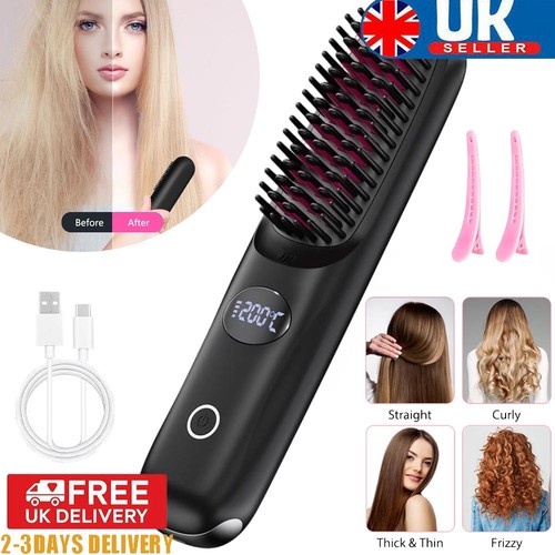 Hair straightener brush heated - hair,