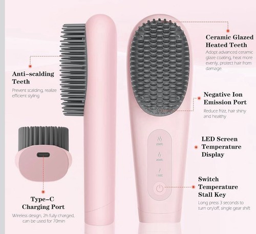 Cordless hot brush comb hair - cordless,